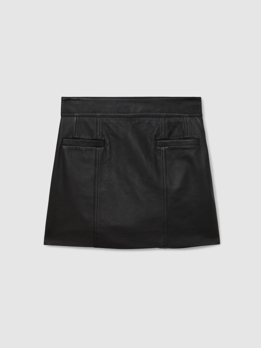 Leather Welt-Pocket Mini Skirt in Black | Reiss Women New