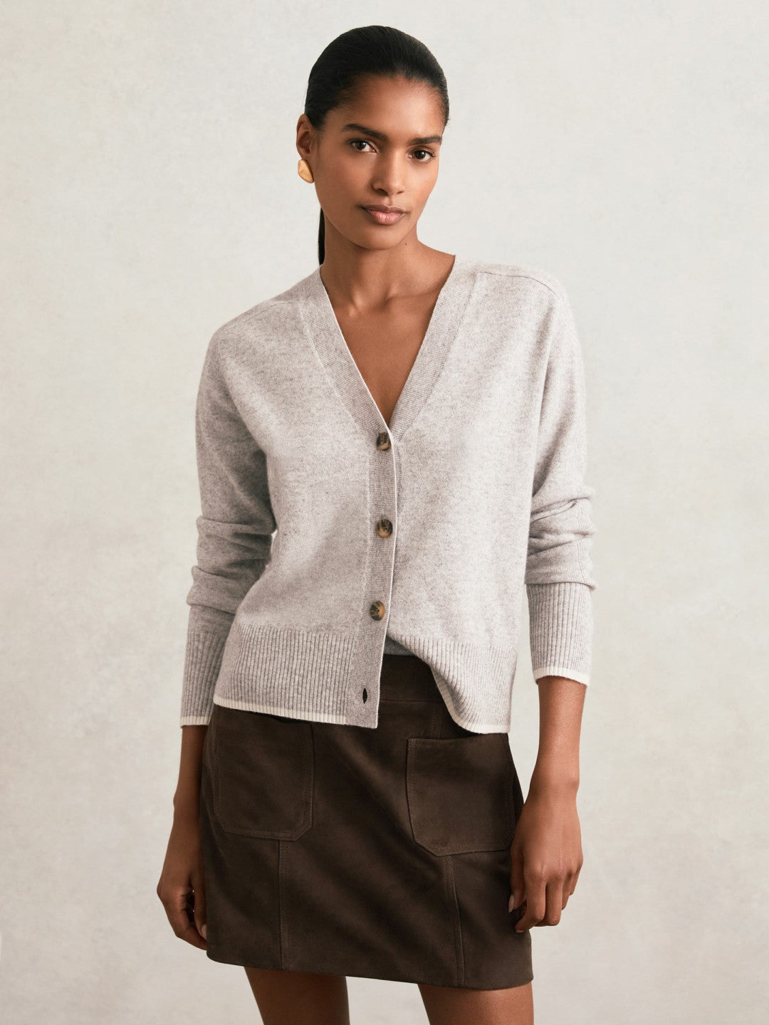 Mini Suede Patch Pocket Skirt in Chocolate Brown | Reiss Women Signature