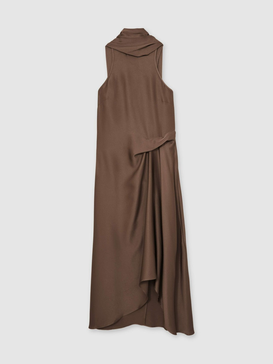 Satin Tuck-Detail Cape Midi Dress in Taupe Brown | Reiss Women Popular