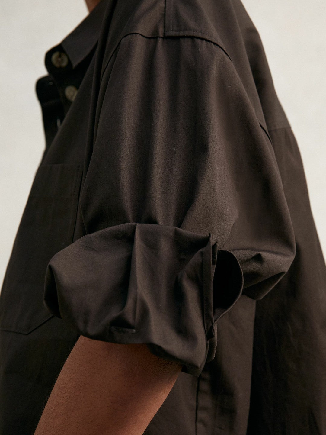 Oversize Cotton Cropped Shirt in Chocolate Brown | Reiss Women New