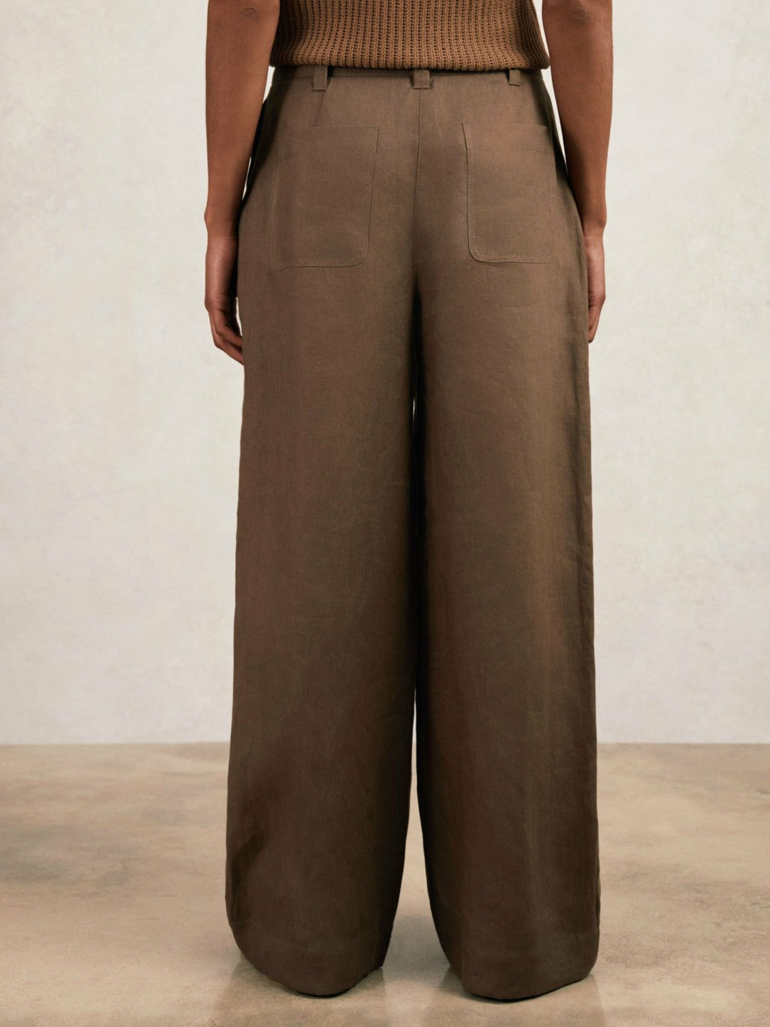 Linen Wide Leg Trousers in Chocolate Brown | Reiss Women Trending