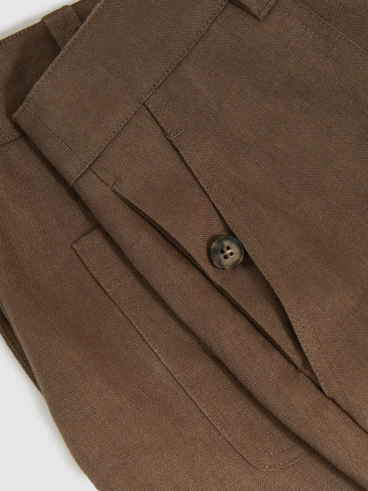 Linen Wide Leg Trousers in Chocolate Brown | Reiss Women Trending