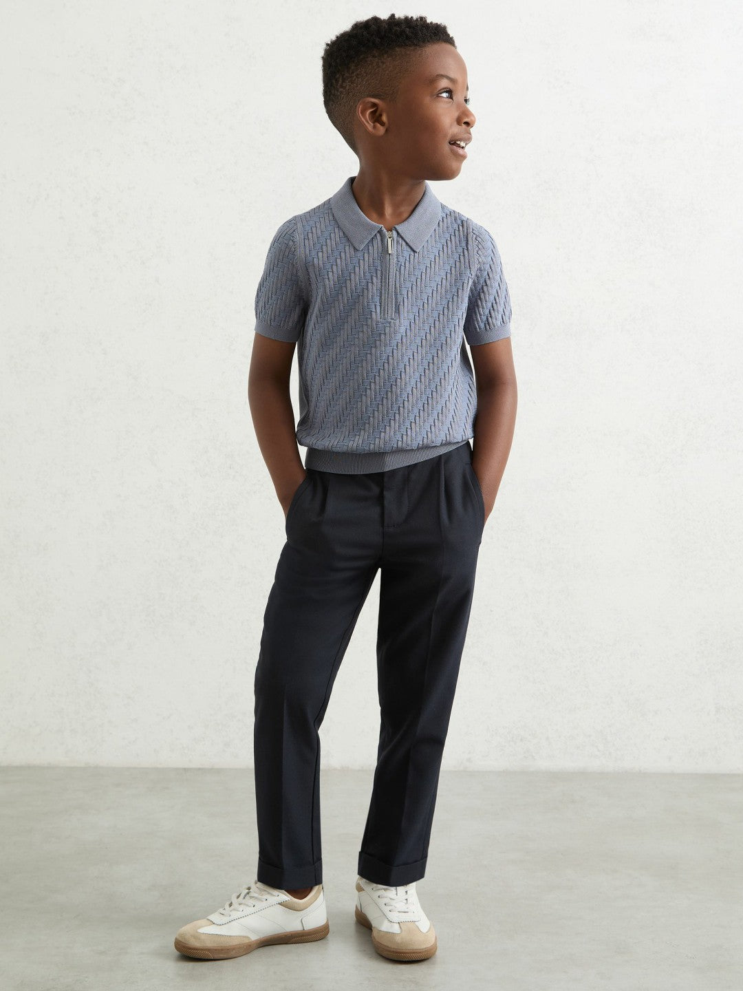 3-9 yrs Relaxed-Fit Pleated Tapered Trousers in Navy | Reiss Children & Baby Recommended