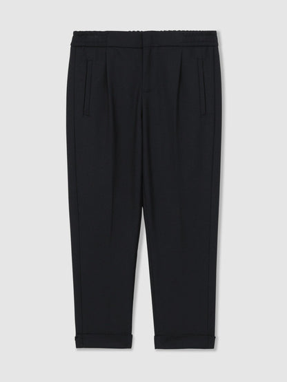 3-9 yrs Relaxed-Fit Pleated Tapered Trousers in Navy | Reiss Children & Baby Recommended