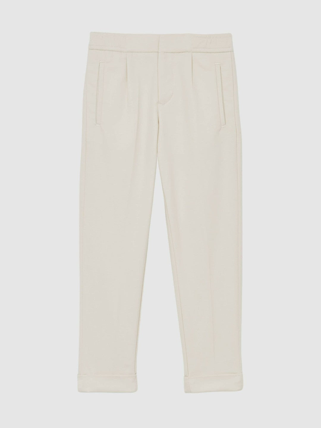 3-9 yrs Relaxed-Fit Pleated Tapered Trousers in Off White | Reiss Children & Baby Exclusive