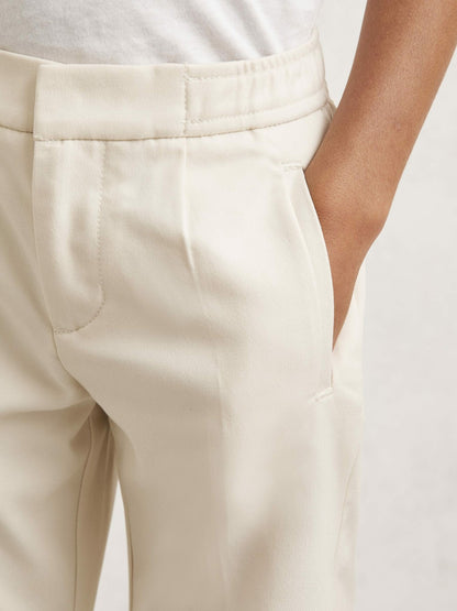 3-9 yrs Relaxed-Fit Pleated Tapered Trousers in Off White | Reiss Children & Baby Exclusive