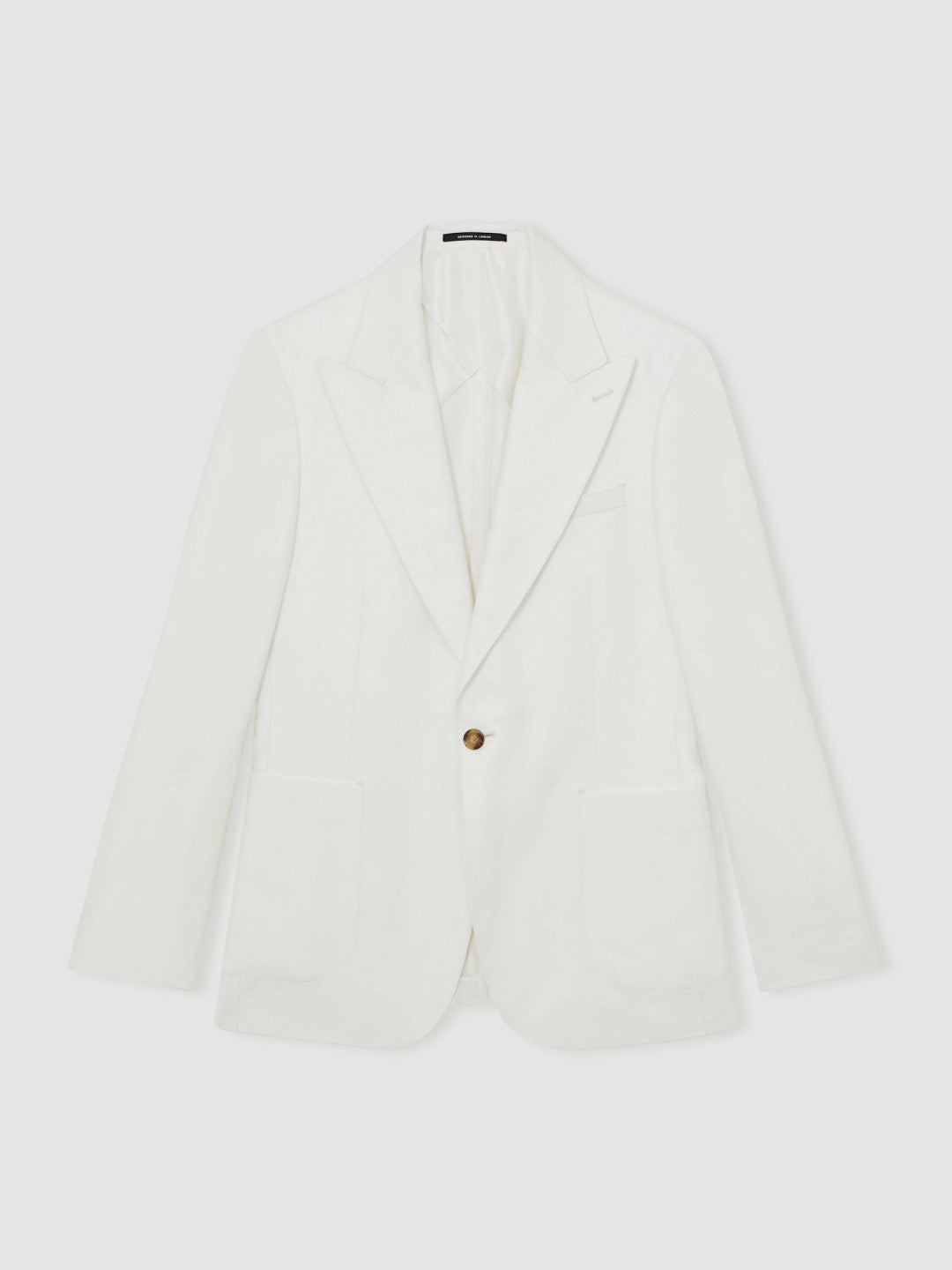 Slim Fit Lyocell Linen Single Breasted Suit Blazer in White | Reiss Men Trending