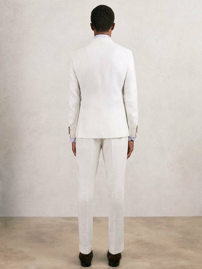 Slim Fit Lyocell Linen Single Breasted Suit Blazer in White | Reiss Men Trending
