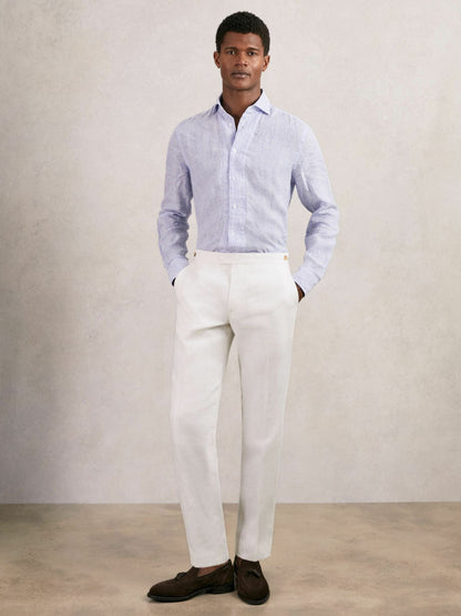 Slim Fit Lyocell Linen Suit Trousers in White | Reiss Men Exclusive