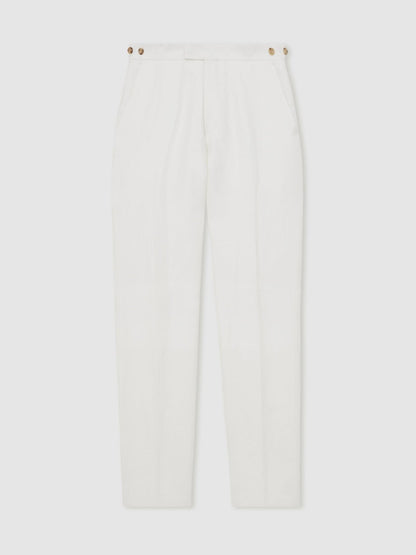 Slim Fit Lyocell Linen Suit Trousers in White | Reiss Men Exclusive