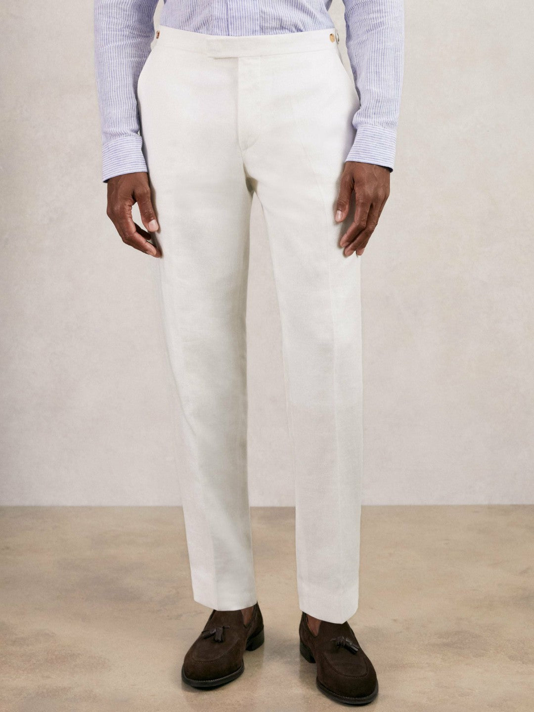 Slim Fit Lyocell Linen Suit Trousers in White | Reiss Men Exclusive