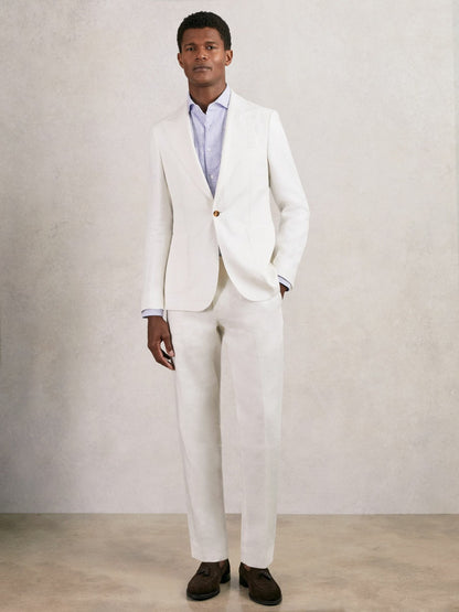 Slim Fit Lyocell Linen Suit Trousers in White | Reiss Men Exclusive