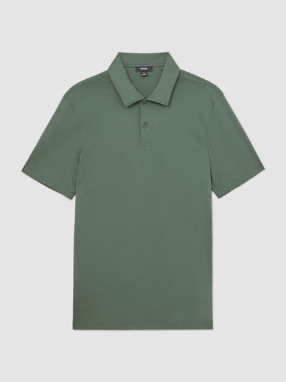 Cotton Short-Sleeve Polo Shirt in Kale Green | Reiss Men Exclusive