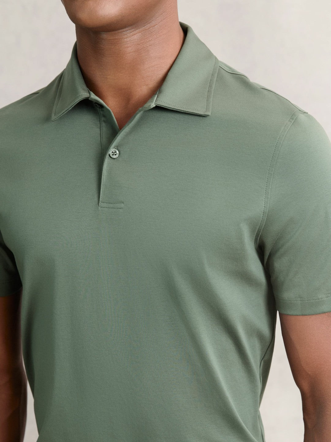 Cotton Short-Sleeve Polo Shirt in Kale Green | Reiss Men Exclusive