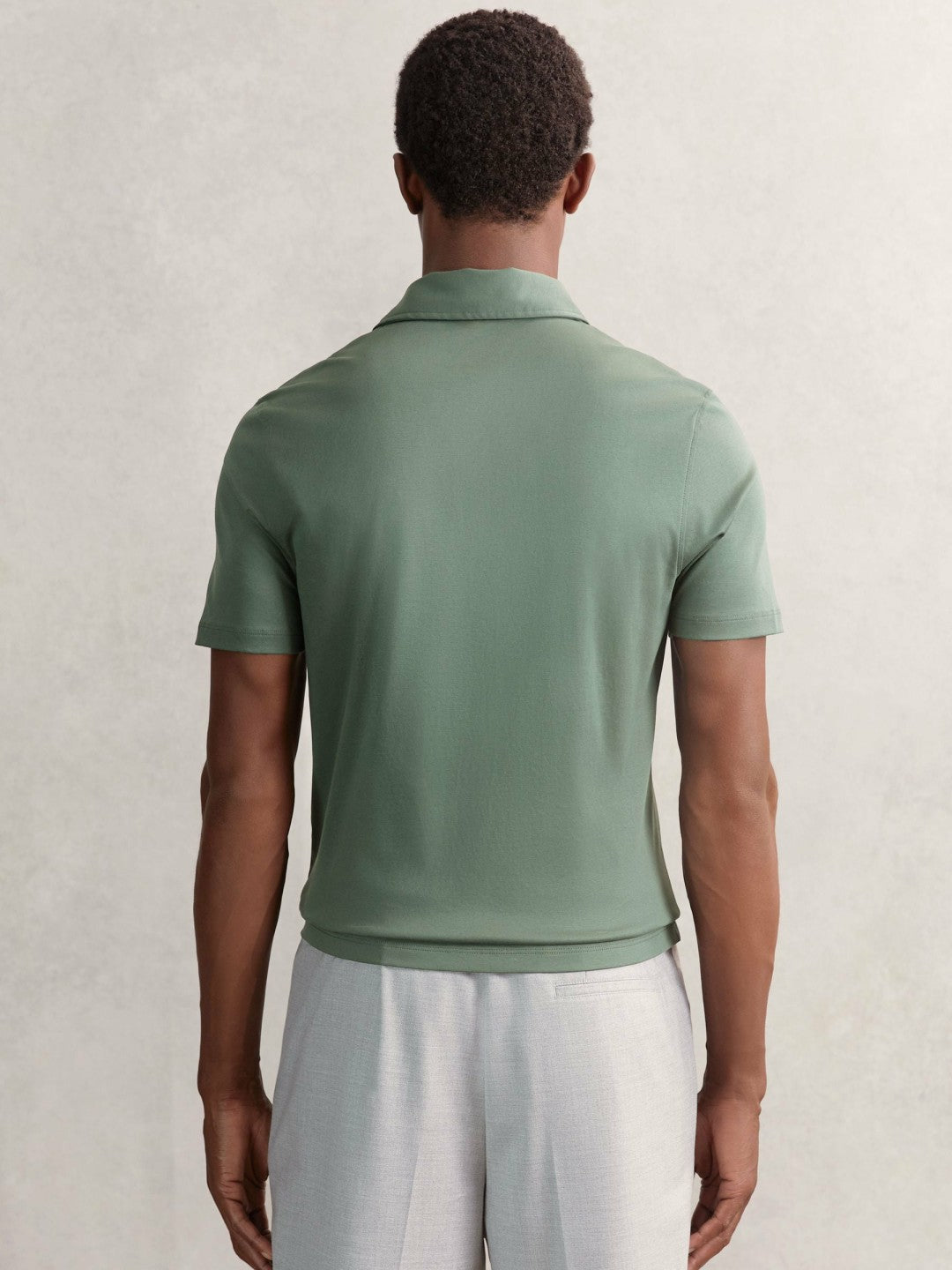 Cotton Short-Sleeve Polo Shirt in Kale Green | Reiss Men Exclusive