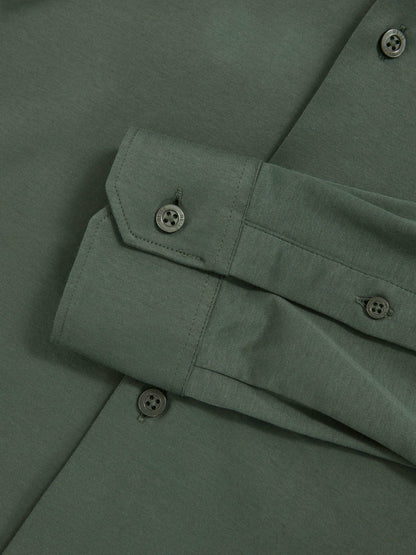 Cotton-Jersey Button-Through Shirt in Kale Green | Reiss Men Premium
