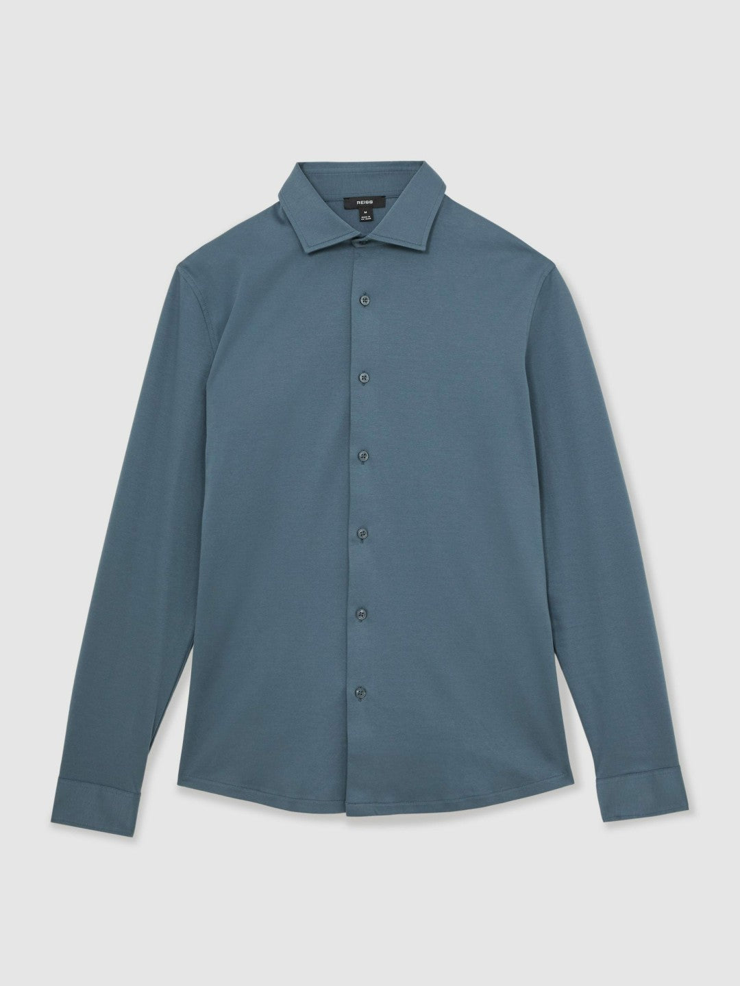 Cotton-Jersey Button-Through Shirt in Airforce Blue | Reiss Men Trending