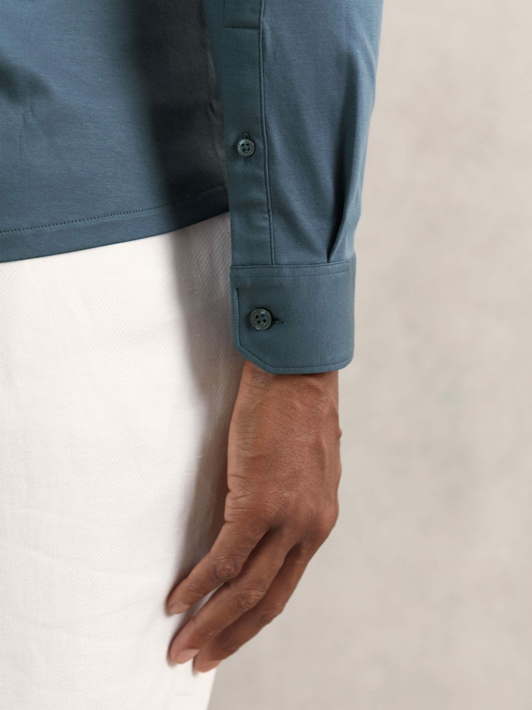 Cotton-Jersey Button-Through Shirt in Airforce Blue | Reiss Men Trending