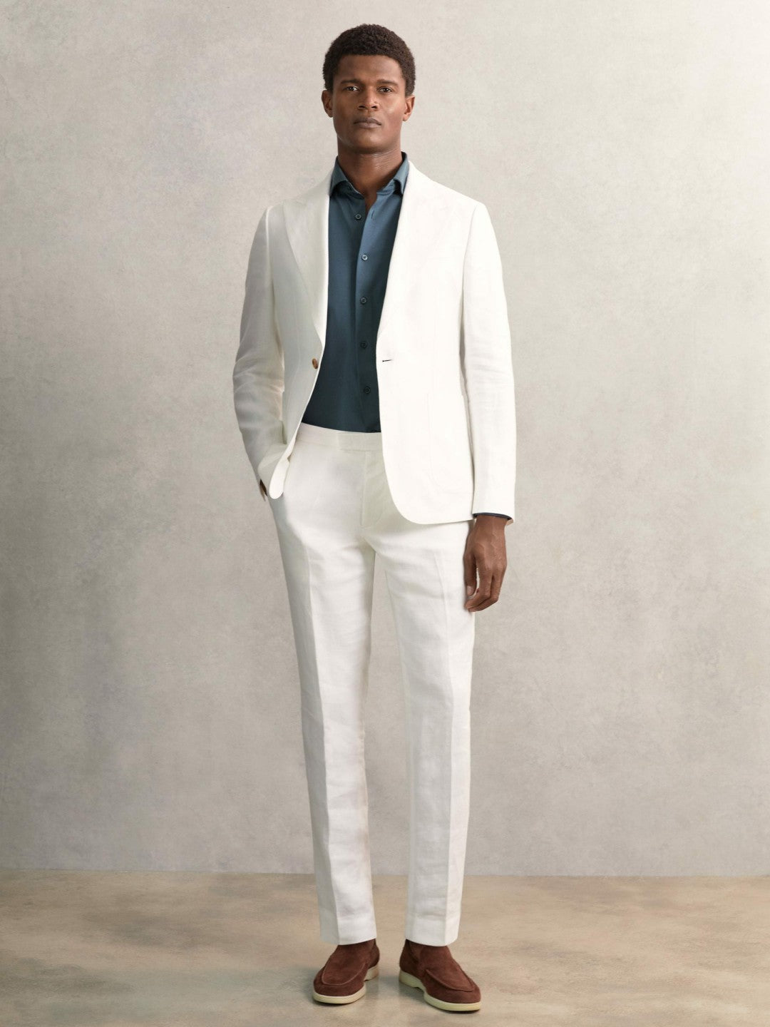 Cotton-Jersey Button-Through Shirt in Airforce Blue | Reiss Men Trending