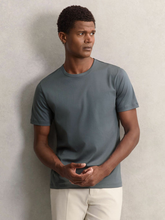 Airwater-Cotton Crew-Neck T-Shirt in Airforce Blue | Reiss Men Recommended