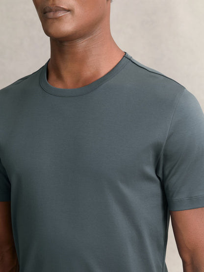 Airwater-Cotton Crew-Neck T-Shirt in Airforce Blue | Reiss Men Recommended