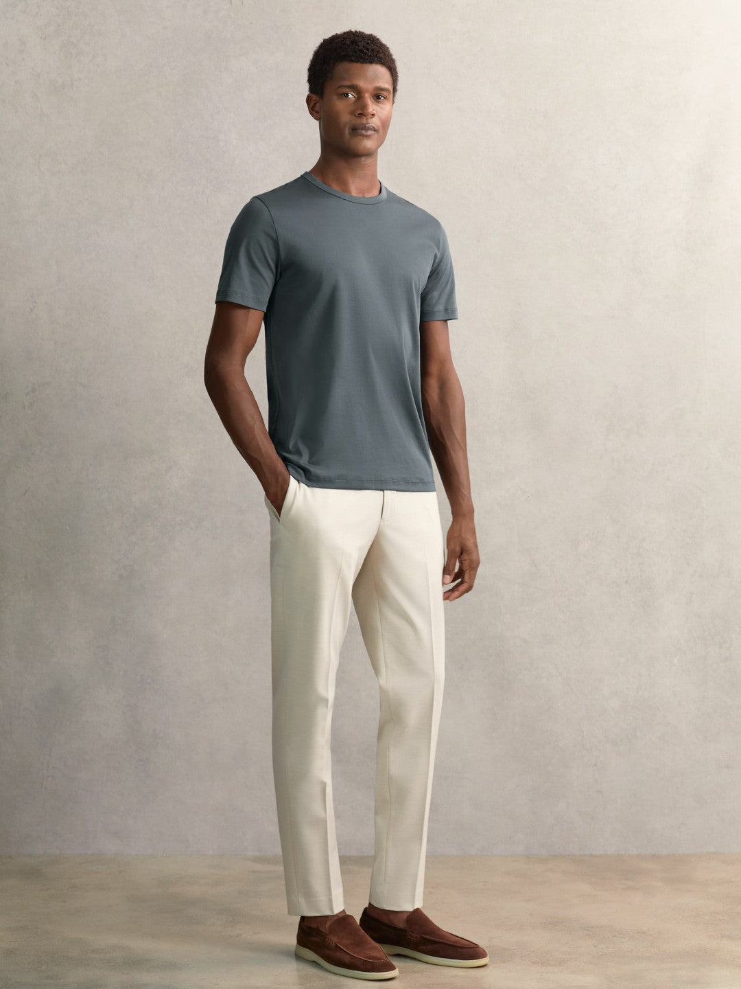 Airwater-Cotton Crew-Neck T-Shirt in Airforce Blue | Reiss Men Recommended