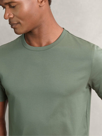 Airwater-Cotton Crew-Neck T-Shirt in Kale Green | Reiss Men Featured