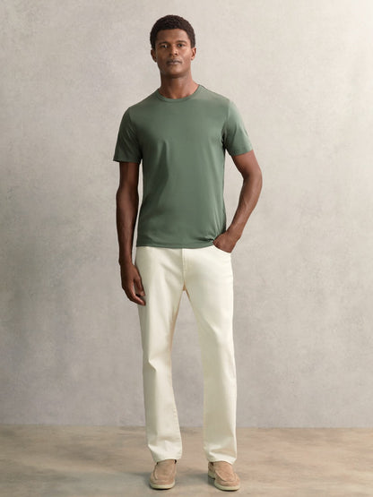 Airwater-Cotton Crew-Neck T-Shirt in Kale Green | Reiss Men Featured