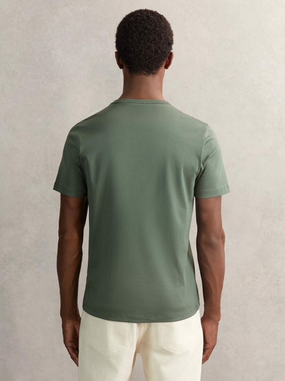 Airwater-Cotton Crew-Neck T-Shirt in Kale Green | Reiss Men Featured