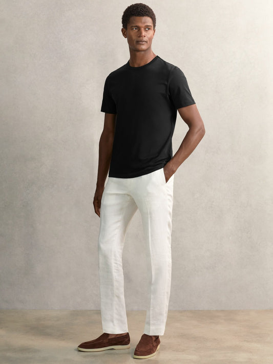 Airwater-Cotton Crew-Neck T-Shirt in Black | Reiss Men Featured