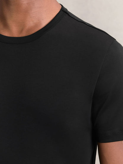 Airwater-Cotton Crew-Neck T-Shirt in Black | Reiss Men Featured