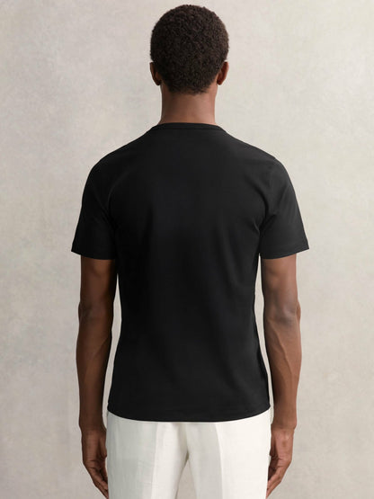 Airwater-Cotton Crew-Neck T-Shirt in Black | Reiss Men Featured