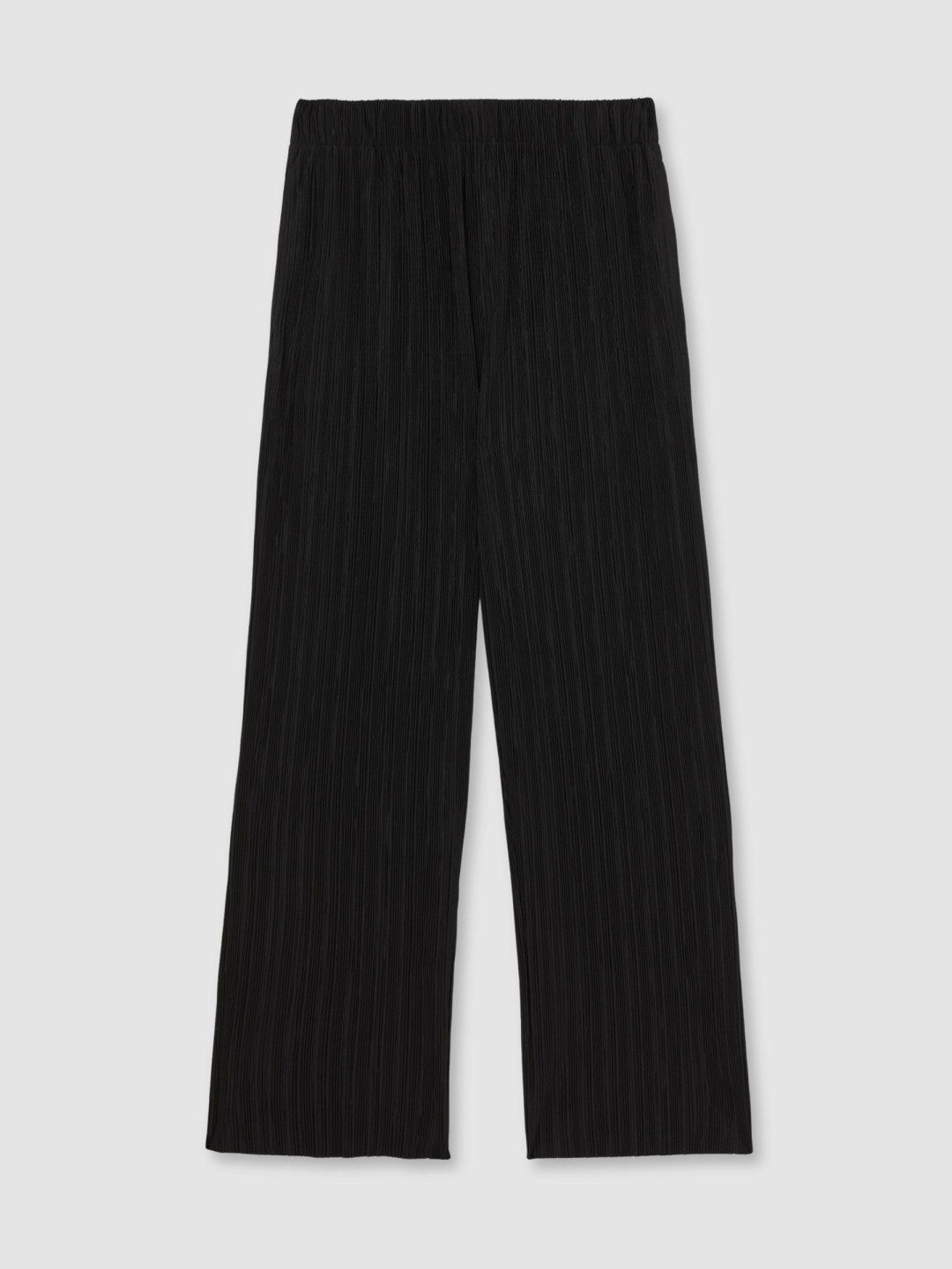 Plissé Wide Leg Trousers in Black | Reiss Men Best Seller