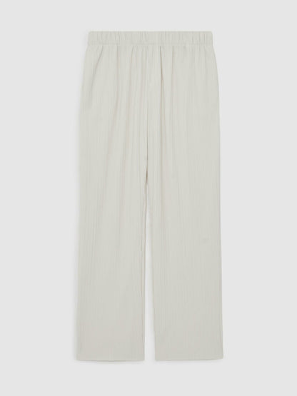 Plissé Wide Leg Trousers in Off White | Reiss Men Popular