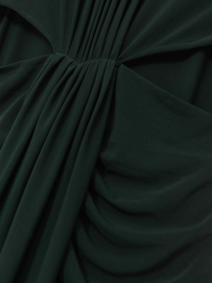 Petite Ruched Long-Sleeve Maxi Dress in Dark Green | Reiss Women Popular