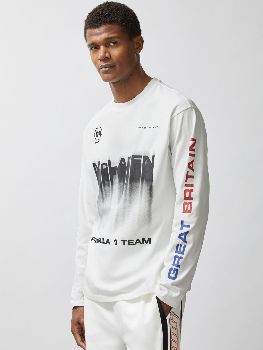 McLaren F1 Team British GP T-Shirt Unisex Fit in White | Reiss Men New