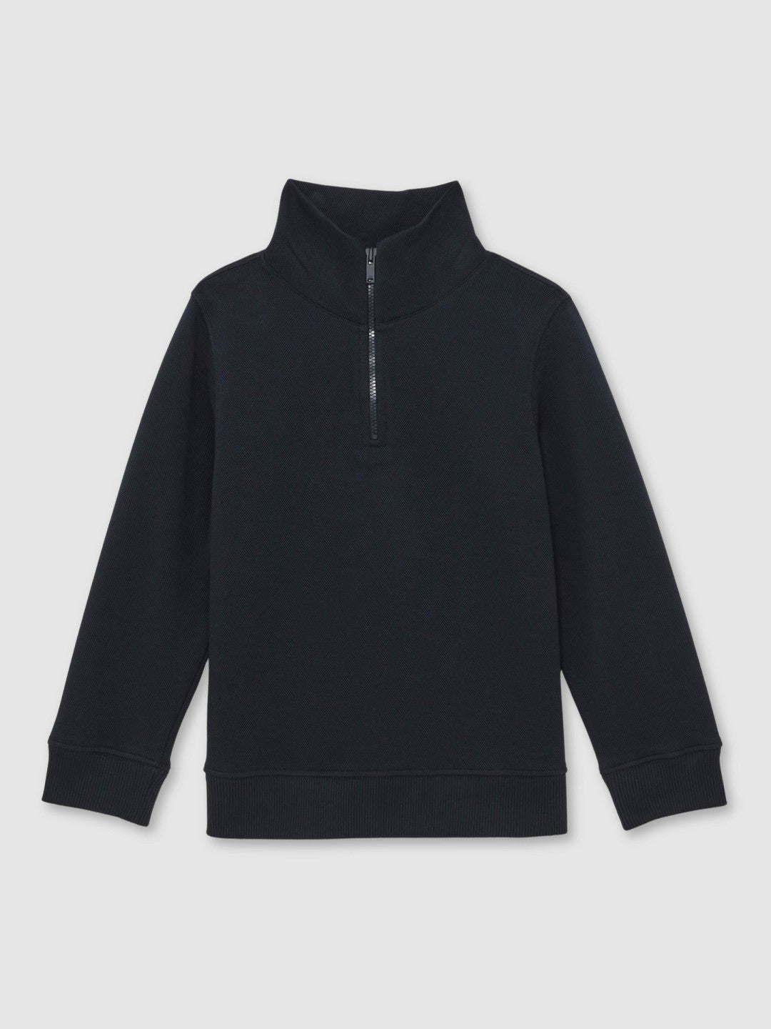 3-9 yrs Textured Half-Zip Sweatshirt with Cotton in Navy | Reiss Children & Baby Featured