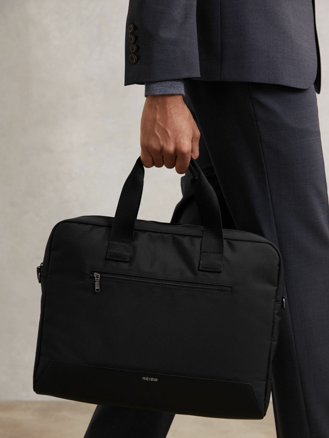 Woven Briefcase in Black | Reiss Men Popular
