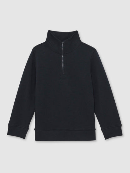 9-13 yrs Textured Half-Zip Sweatshirt with Cotton in Navy | Reiss Children & Baby Exclusive