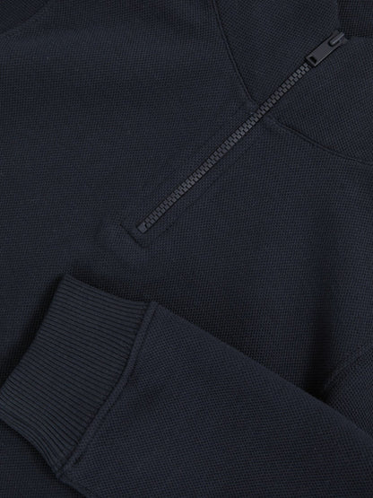 9-13 yrs Textured Half-Zip Sweatshirt with Cotton in Navy | Reiss Children & Baby Exclusive