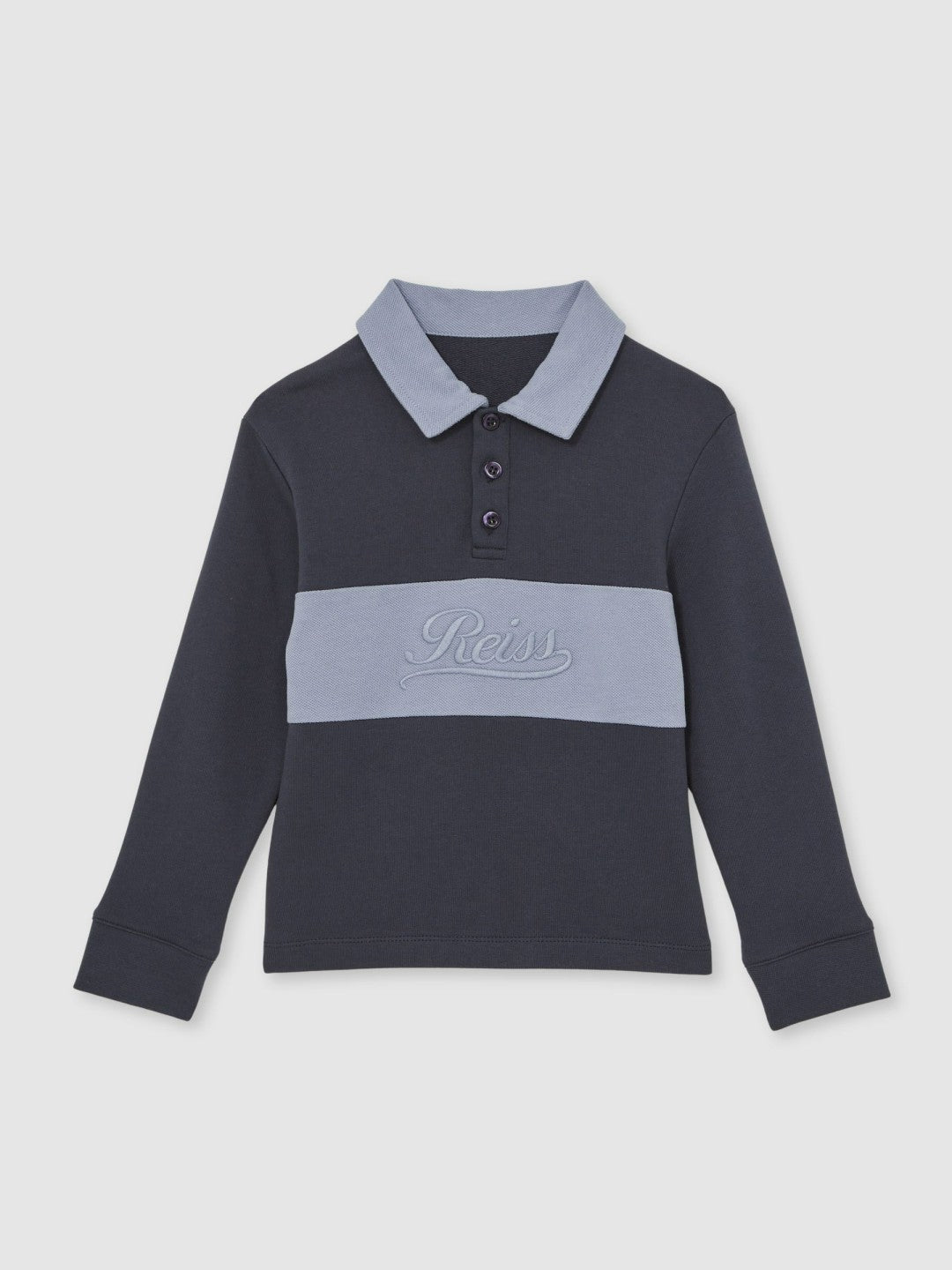 3-9 yrs Cotton Logo-Embroidery Rugby Polo Shirt in Airforce Blue/Navy Blue | Reiss Children & Baby Premium