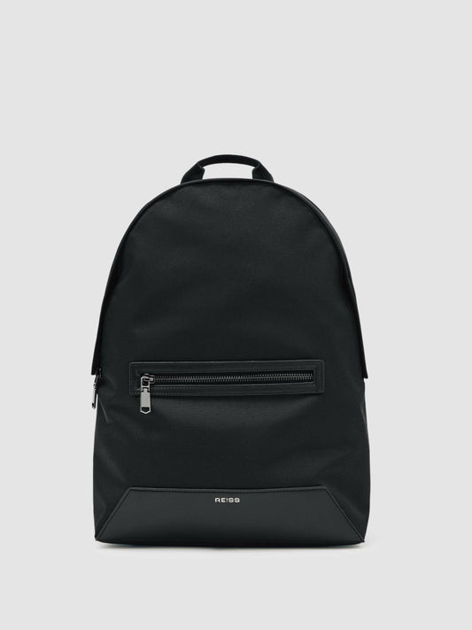 Woven Zipped Backpack in Black | Reiss Men Best Seller