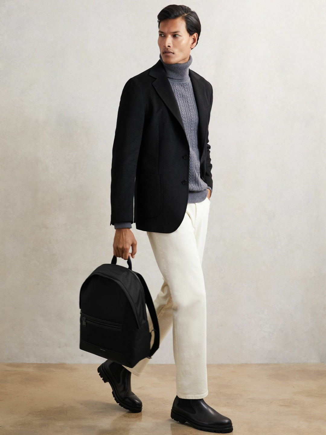 Woven Zipped Backpack in Black | Reiss Men Best Seller
