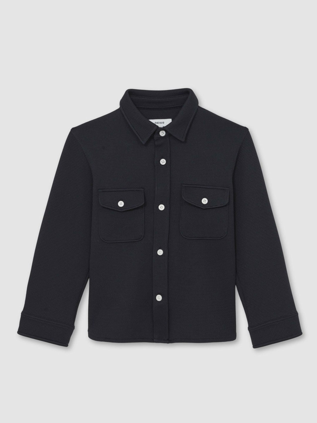 3-9 yrs Waffle-Textured Twin-Pocket Overshirt in Navy | Reiss Children & Baby Signature