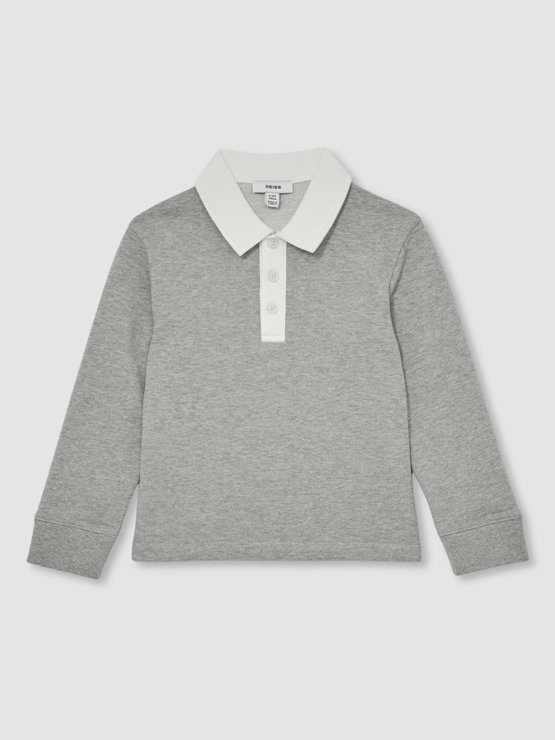 Cotton Half Button Rugby Polo Shirt in Grey Marl/White | Reiss Children & Baby Trending