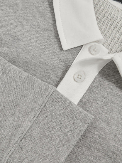 Cotton Half Button Rugby Polo Shirt in Grey Marl/White | Reiss Children & Baby Trending