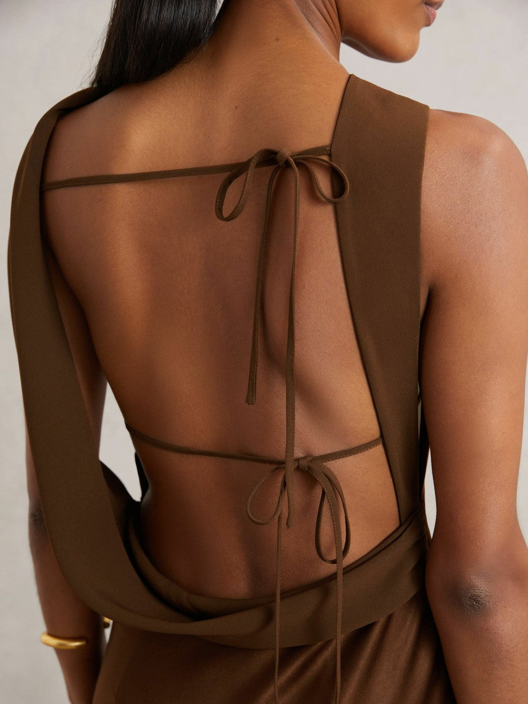 Petite Back Detail Midi Dress in Bronze | Reiss Women Signature