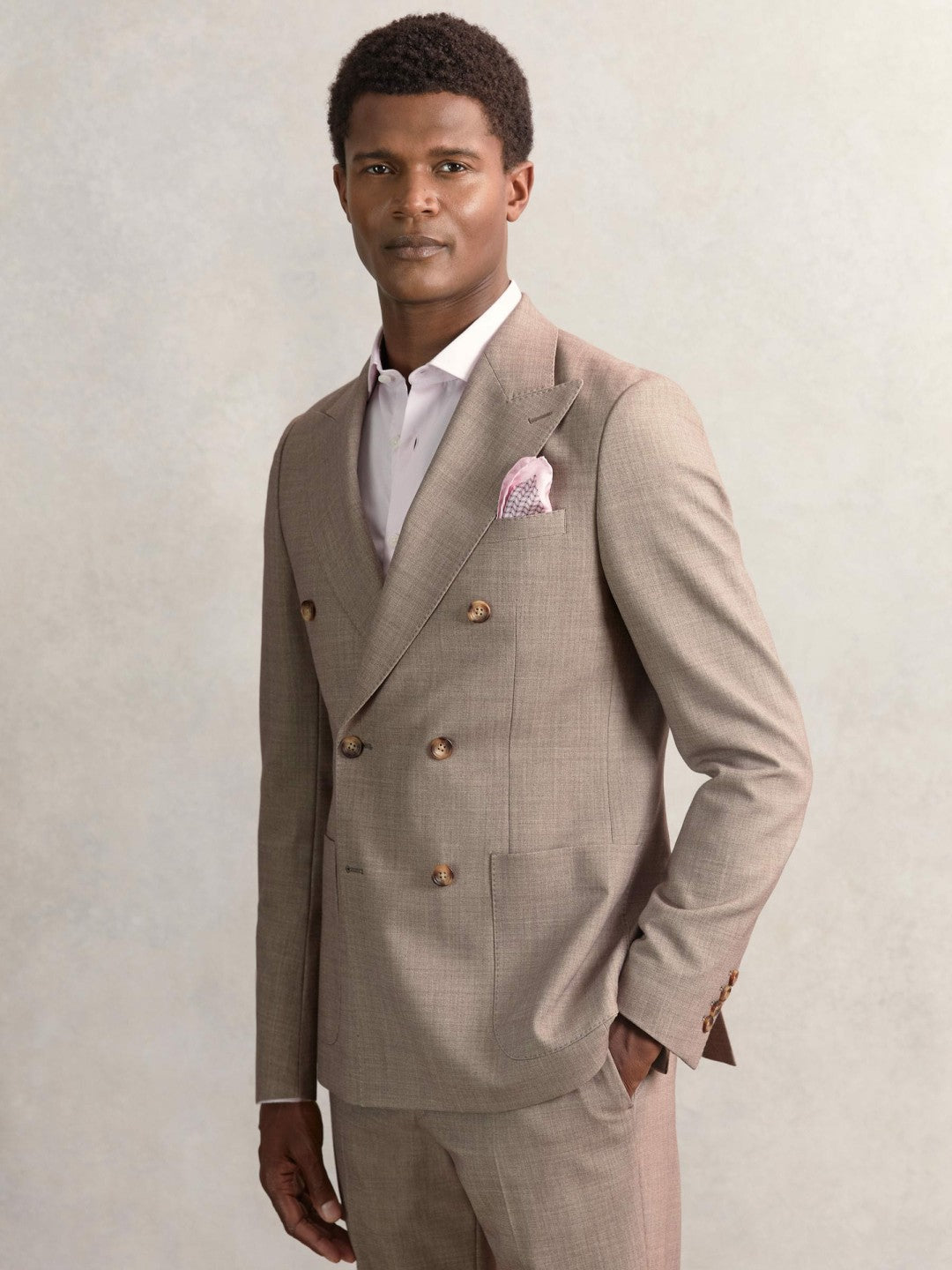 Geo Chain Detail Pocket Square in Soft Pink | Reiss Men Recommended