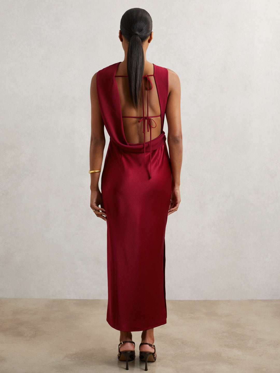Petite Back Detail Midi Dress in Red | Reiss Women Best Seller