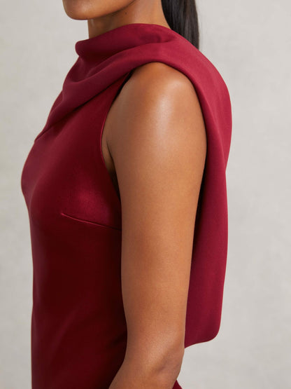 Petite Back Detail Midi Dress in Red | Reiss Women Best Seller